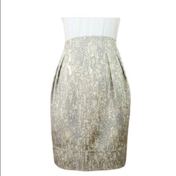 LAFEYETTE 148 Gold and Silver Jacquard Brocade Tulip Mini Skirt Plus Sz 18 - Picture 9 of 11